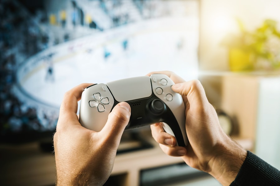 A person playing a mobile game